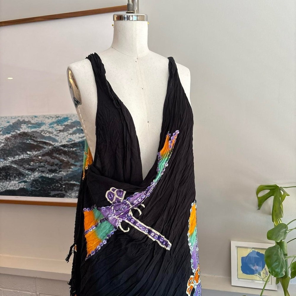 Black Shawl with Colorful Embellishments